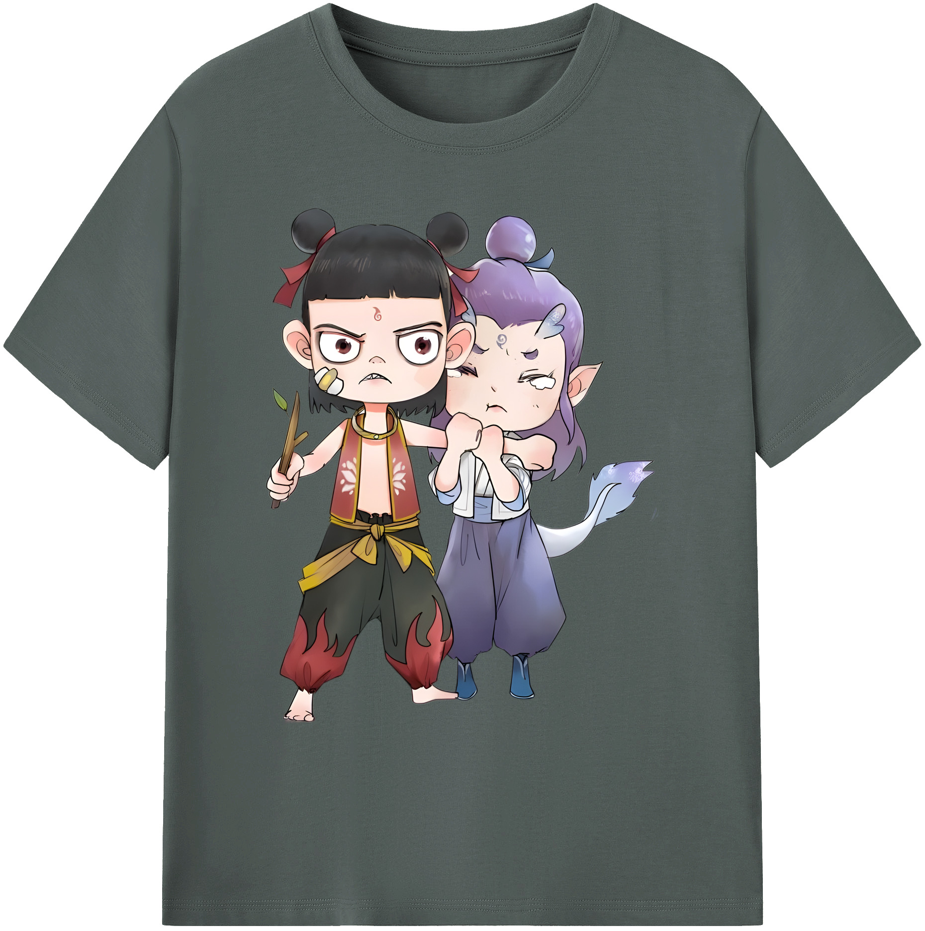 （画像用） Ne Zha 2 ナタ 魔童の大暴れ 綿100％ メンズ半袖Tシャツ｜肌触りやわらか＆通気性